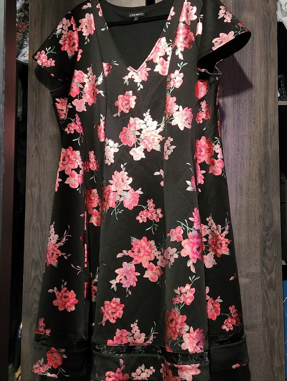 Lane Bryant Black Flower Dress 22/24